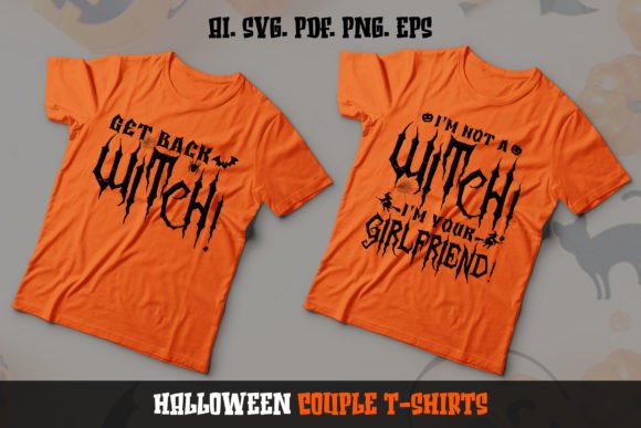 Witchy Romance: Couple's Halloween T-Shirt Design Ideas